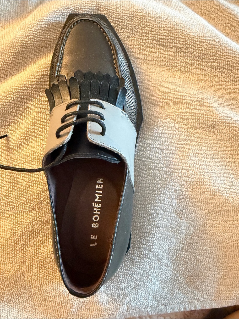 Two-Tone Black and Light Gray Women's Oxford